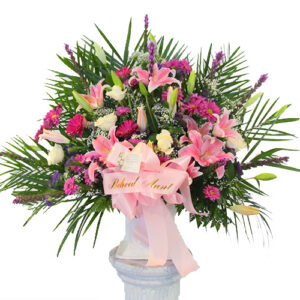 Pink sympathy floor basket