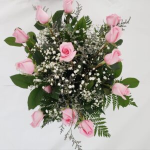 Fresh Floral Arrangement 1 Dozen Pink Roses #16