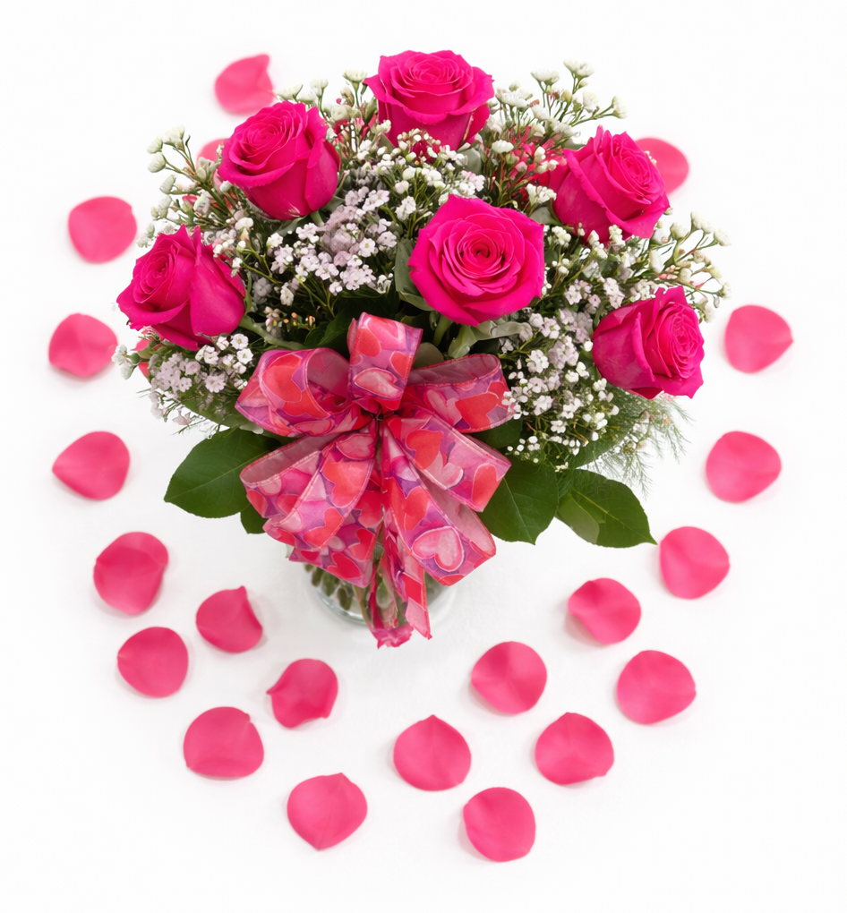 hot pink dozen roses2
