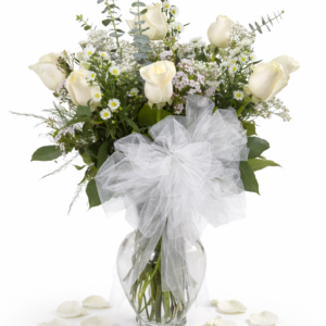 #23 White Dozen Roses Arrangement