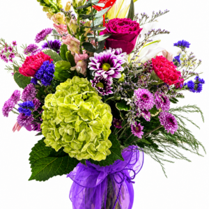 Purple organza floral arrangement