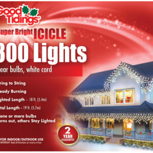 Good Tidings Super Bright Clear Icicle Light Set with White Wire