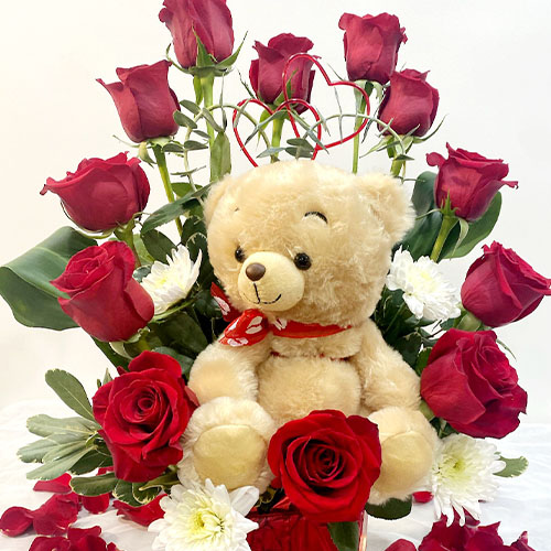 Dees Nursery-Oceanside-Valentines Day Flower Delivery-cuddle bear