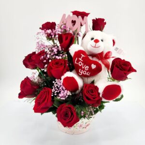 Red I Love You Beary Much Mother's Day flowers